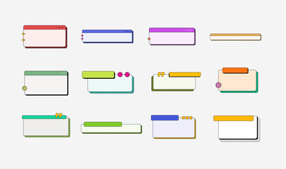 Aufkleber - Retro UI Frame Text Box Element Set.