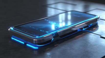 Poster - futuristic prototype of a self-charging smartphone that uses ambient energy for continual power.