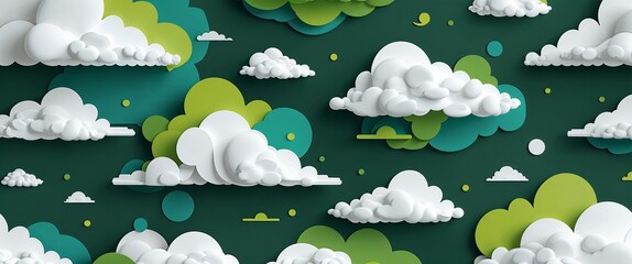 Poster - cloud pattern on green plain background digital abstract art work illustration design