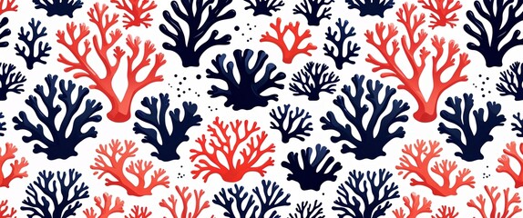 Aufkleber - coral reefs pattern on white plain background digital abstract art work illustration design