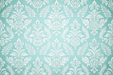 Poster - Pastel Damask Pattern on Serene Blue Background - Elegant Minimalist Design