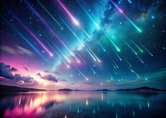 Poster - Pastel Meteor Shower: Abstract Artistic Shadows & Night Sky
