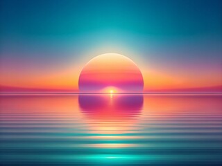 Poster - Pastel Sunset Panoramic Landscape: Minimalist Sunrise Wallpaper