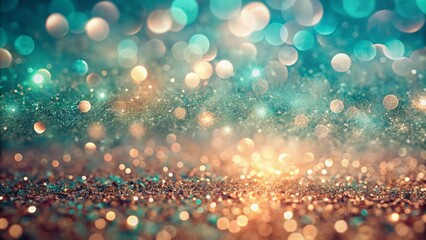 Poster - Pastel Teal & Rose Gold Bokeh Background Texture - Abstract Design Stock Photo