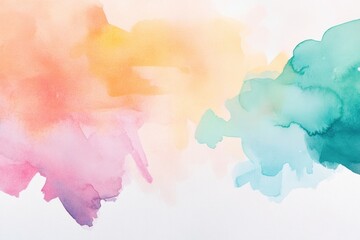 Poster - canvas features vivid watercolor stains blending harmoniously creating abstract expression with ample copy space above