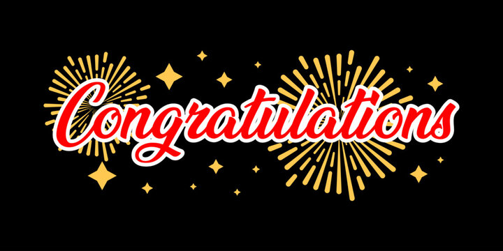 Congratulations text. Beautiful greeting card poster with firecracker ornaments, congratulations text banner design