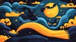 © Ren - Witch Flying on Broom Through Night Sky: Halloween Digital Illustration AI Generated