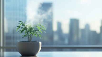 Poster - plant that absorbs pollution and emits clean air.