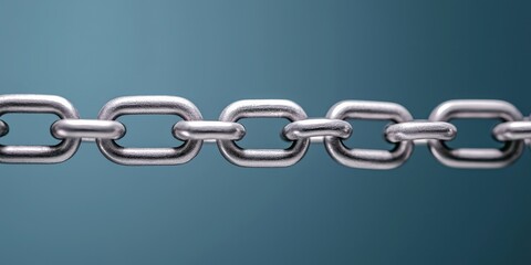Poster - A close-up of a metallic chain against a gradient background, showcasing its links and shiny texture in a sleek presentation.