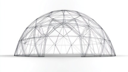 Poster - Geometric geodesic dome structure, architectural rendering, blank interior, 3D model, design concept