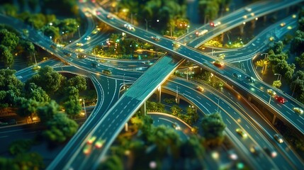 Poster - road system with AI-monitored traffic management, solar energy integration, and automated patching -