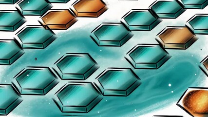 Poster - A blue and orange hexagon, with the blue one on the left and the orange one on the right. The hexagons are arranged in a pattern, with some overlapping and others standing alone