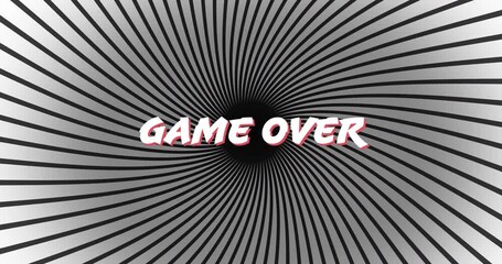 Poster - Animation of Game Over text with dynamic radial black and white lines