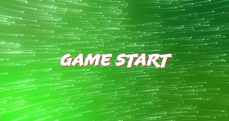 Poster - Animation of Game Start text on dynamic green background with light streaks