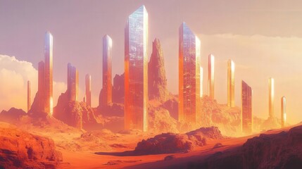 Poster - futuristic cityscape where minerals serve as both energy and architecture.