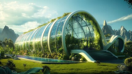 Poster - futuristic greenhouse resistant to all pest invasions.