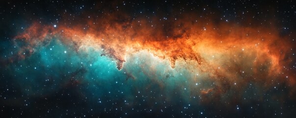 Wall Mural - A beautiful orange and blue celestial nebula in space