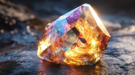 Poster - gemstone with swirling liquid patterns inside its structure.