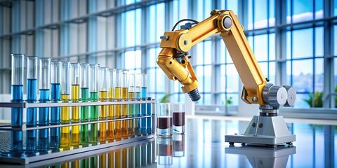 Poster - Robotic Arm Precisely Handling Lab Samples: High-Resolution Stock Photo
