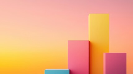 Aufkleber - The image features colorful geometric blocks arranged in a gradient background, creating a vibrant and modern aesthetic.