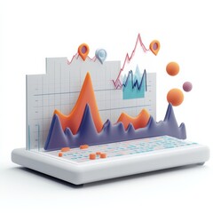 Aufkleber - Data Visualization: Modern 3D Chart Representing Market Trends and Growth Analysis for Business Insights