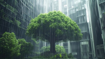 Poster - rain trees contribute to creating a microclimate in urban environments.