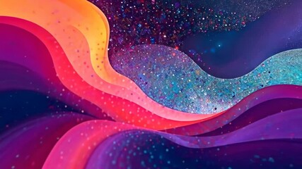 Aufkleber - A colorful painting of a galaxy with purple, blue, and orange colors. The painting is full of dots and swirls