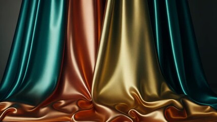 Aufkleber - Four different colored fabrics are stacked on top of each other. The fabrics are red, green, yellow, and orange