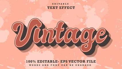 Fototapete - 3d Word Vintage Editable Text Effect Design Template, Effect Saved In Graphic Style