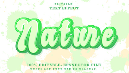 Fototapete - 3d Minimal Word Nature Editable Text Effect Design Template, Effect Saved In Graphic Style