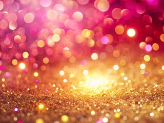 Poster - Shimmering Pink Gold Bokeh Background Texture - Abstract Luxury Stock Photo