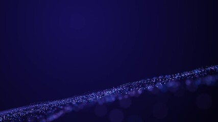 Poster - beautiful particular glow effect light wave motion background. Elegant dark abstract background with flowing curves and particles creating a smooth.