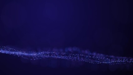 Poster - beautiful particular glow effect light wave motion background. Elegant dark abstract background with flowing curves and particles creating a smooth.