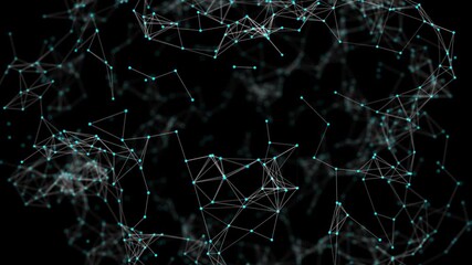 Poster - Motion plexus of dots and lines. Technology with white light that pulse in center, social networks, communication, business. technology abstract background	