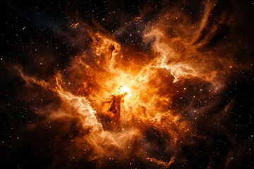 Wall Mural - fiery cosmic nebula, swirling gases and stars