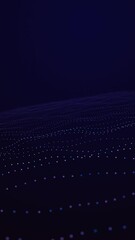 Poster - abstract blue wave animation background with lines and dots 4k video.
