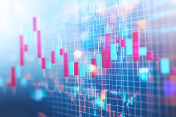 Aufkleber - Market analysis with 3D candlestick chart, isolated transparent.