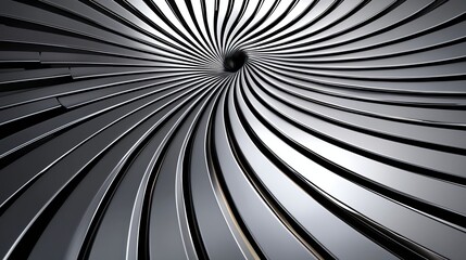 Aufkleber - Abstract Spiral Pattern of Reflective Metal Stripes in Monochrome Shades