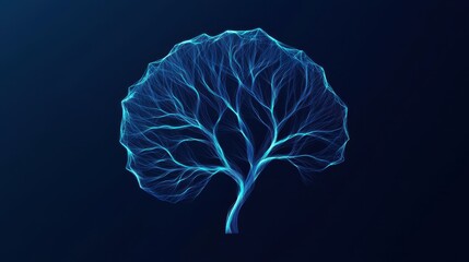 Poster - A glowing blue tree with intricate branches against a dark background, symbolizing nature and interconnectedness.