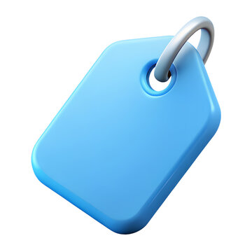 Empty Blue Price tag. 3d rendering isolated on white background. Cartoon plastic style icon. Shopping discount label