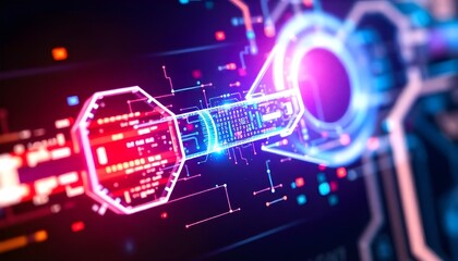 Aufkleber - A pixelated, tech-inspired glowing key, visually unlocking in a burst of vibrant digital light, perfect for World Consumer Rights Day