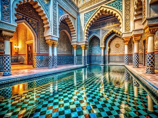 Wall Mural - surreal moorish ceramic tile patterns: dreamlike architectural details