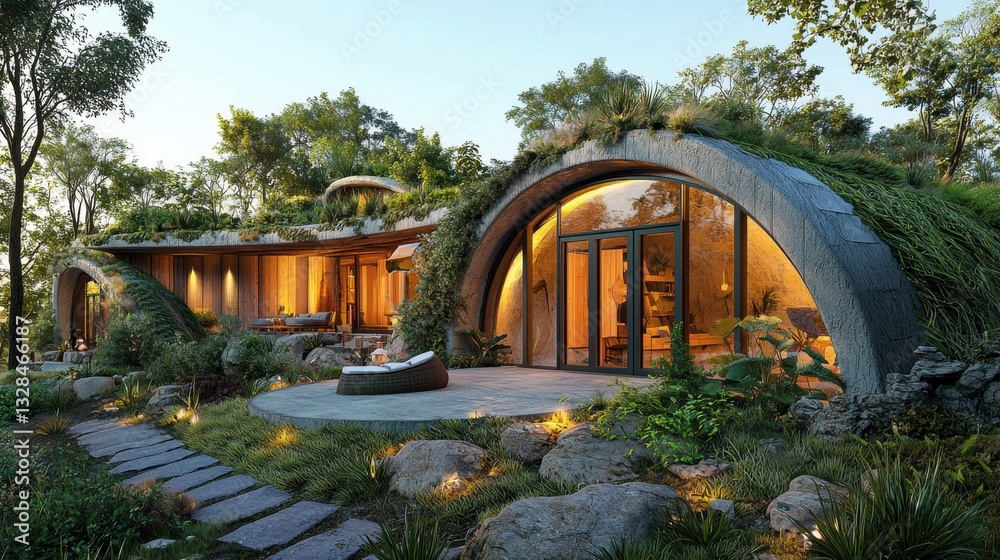Eco-friendly modern home with green roof and unique architecture ...