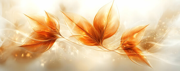 Wall Mural - Golden leaves, soft glow, abstract, design