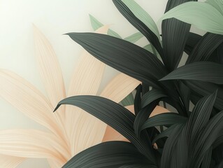Poster - Color-blocked plant forms juxtapose with stark black and white elements, creating an eye-catching visual dialogue of harmony and contrast.