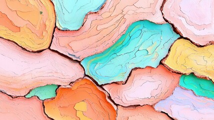 Poster - Abstract petal designs emerge from textured earth surfaces, symbolizing growth through a rich contrast of colors and forms.