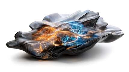 Poster - Dynamic futuristic sculpture art installation digital design modern environment close-up view innovative concept