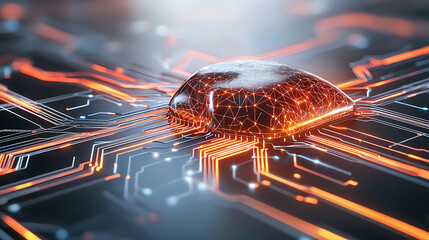 Poster - Innovative technology circuit board creation digital realm abstract image futuristic environment close-up view concept of connectivity