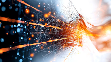 Poster - Dynamic energy flow abstract space digital art high-tech environment close-up view visualization concept