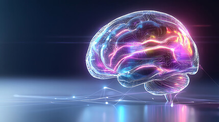 Poster - Innovative neural connections exploring brain technology digital environment 3d visualization futuristic concept